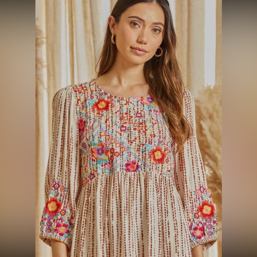 Savannah Jane Embroidered Peplum Top